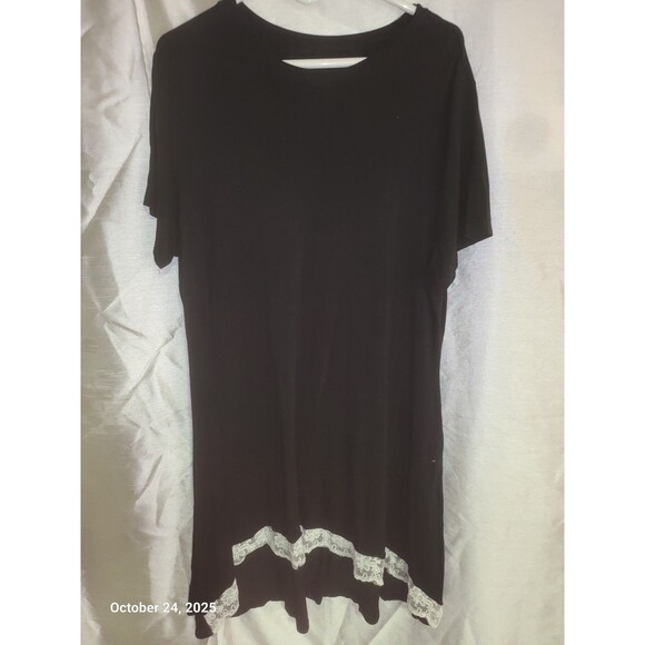 Women's Set of 2 Dresses. Black w/ Lace and Black White Striped XL/L - Picture 1 of 7